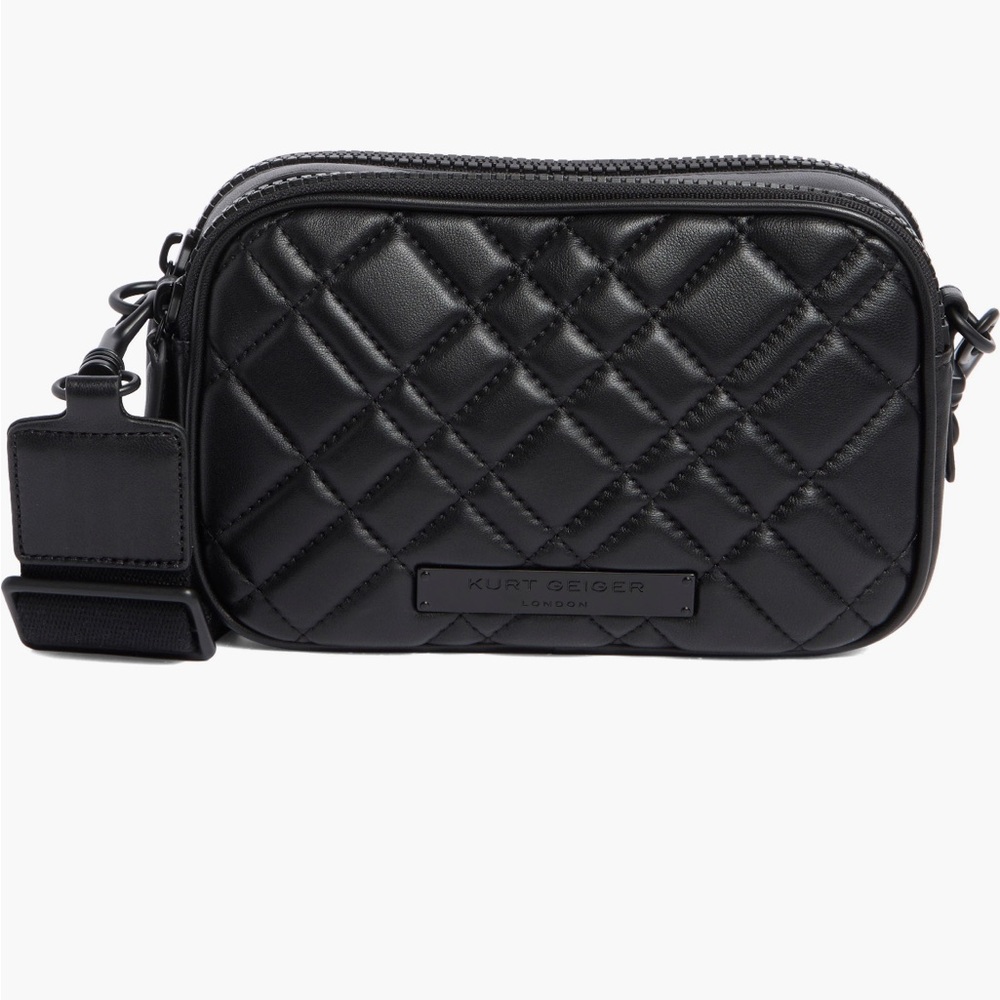 BNWT Kurt Geiger London Brixton Black Leather Camera Crossbody Bag